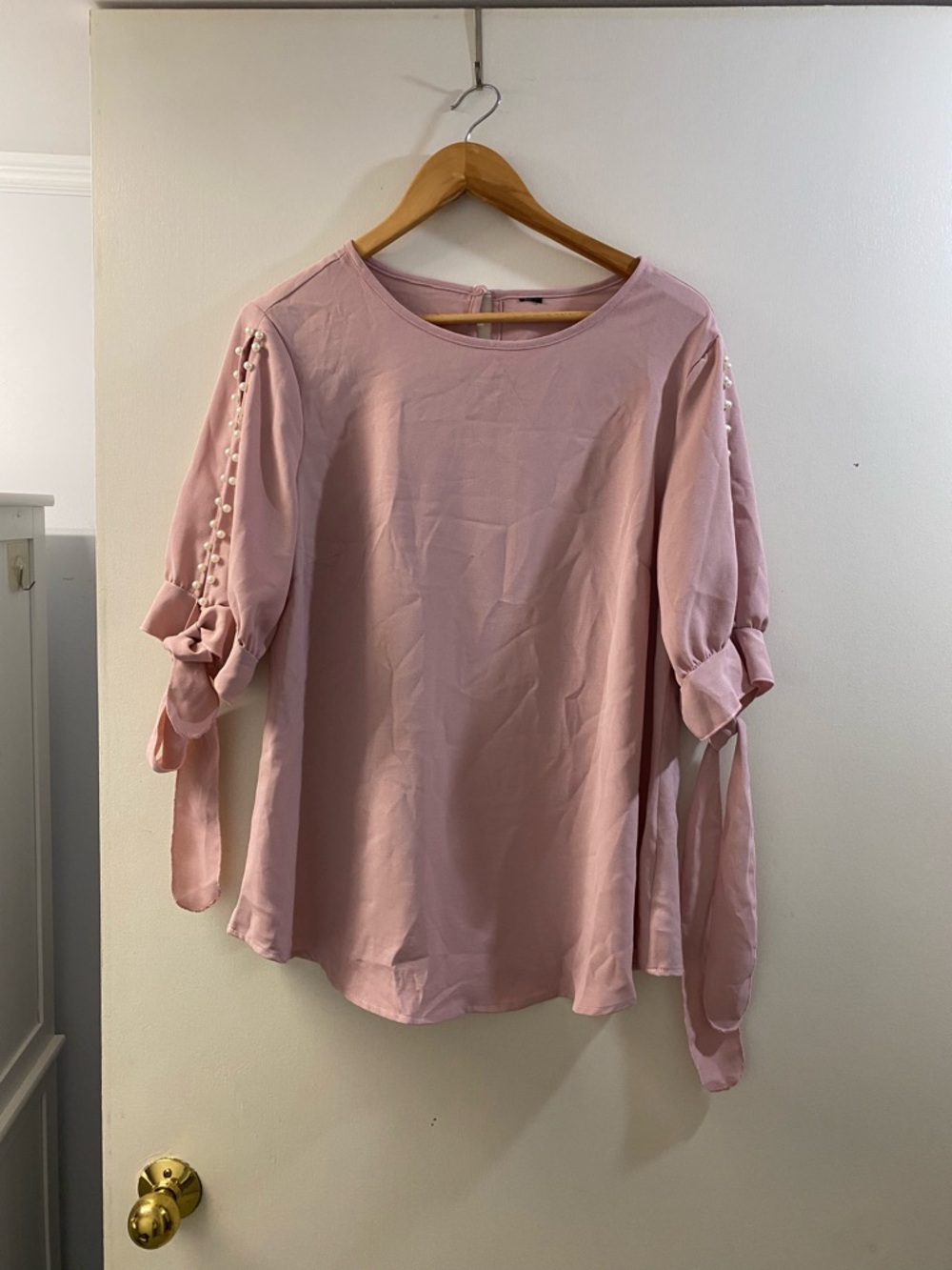 Women's Pink Tie-Sleeve Blouse